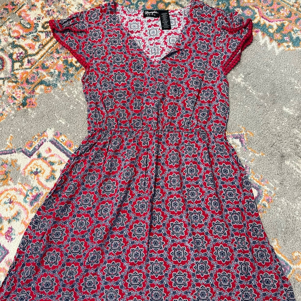 Wrangler Blue and Red V-Neck Sundress